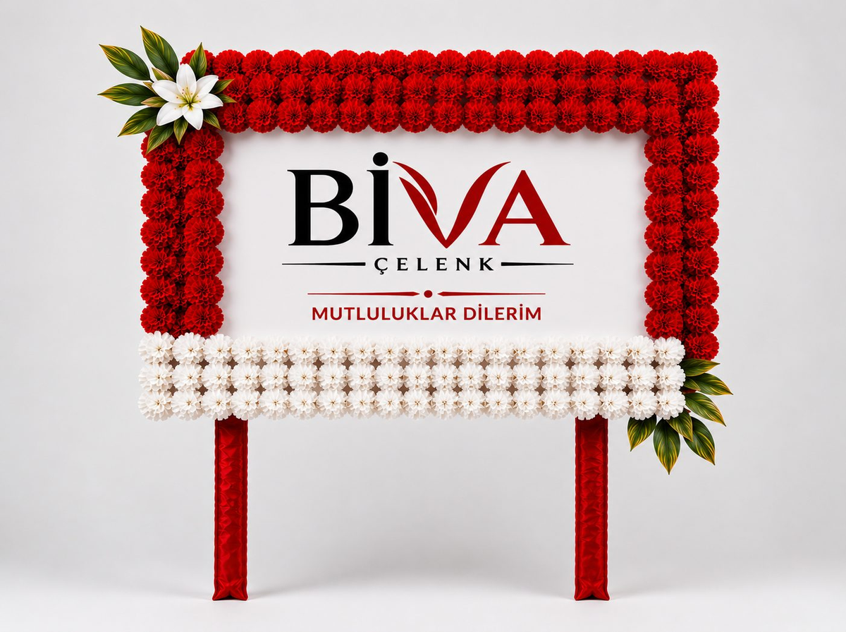 Kırmızı Beyaz Pano Çelenk